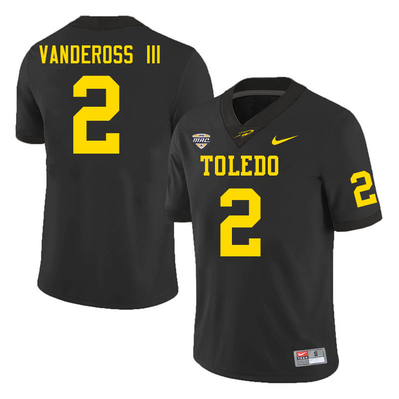 Toledo Rockets #2 Junior Vandeross III College Football Jerseys Stitched Sale-Black